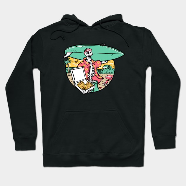 Surfer, Beach and Pizza Design Hoodie by JoAnn's Storybook Designs 